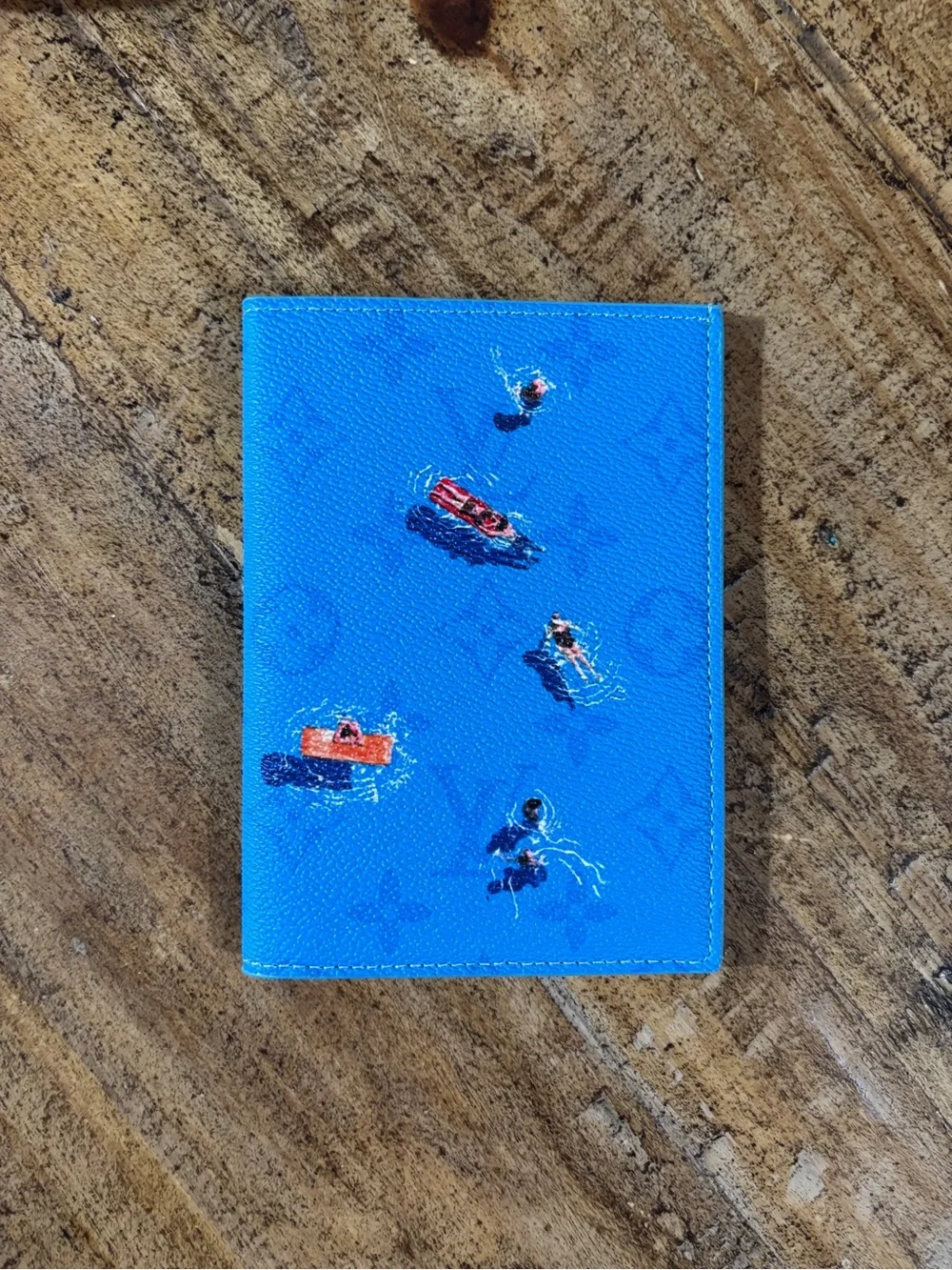Louis Vuitton Bright Blue Monogram Passport Cover with Nautical Motifs